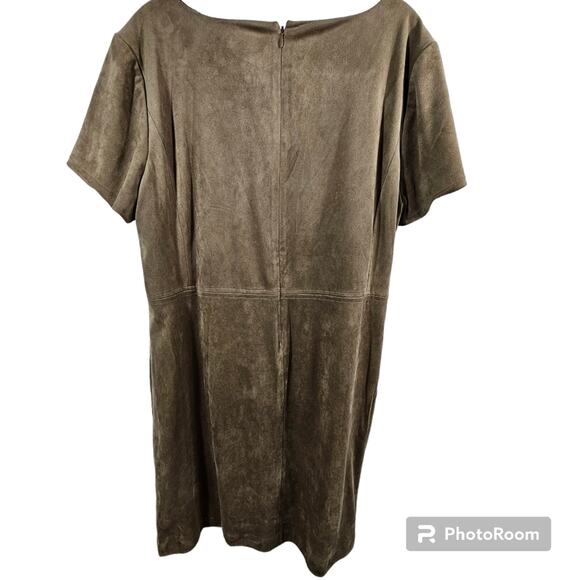 Chico's Faux Suede Short Dress Rich Taupe Size 3 (16) - Picture 5 of 9